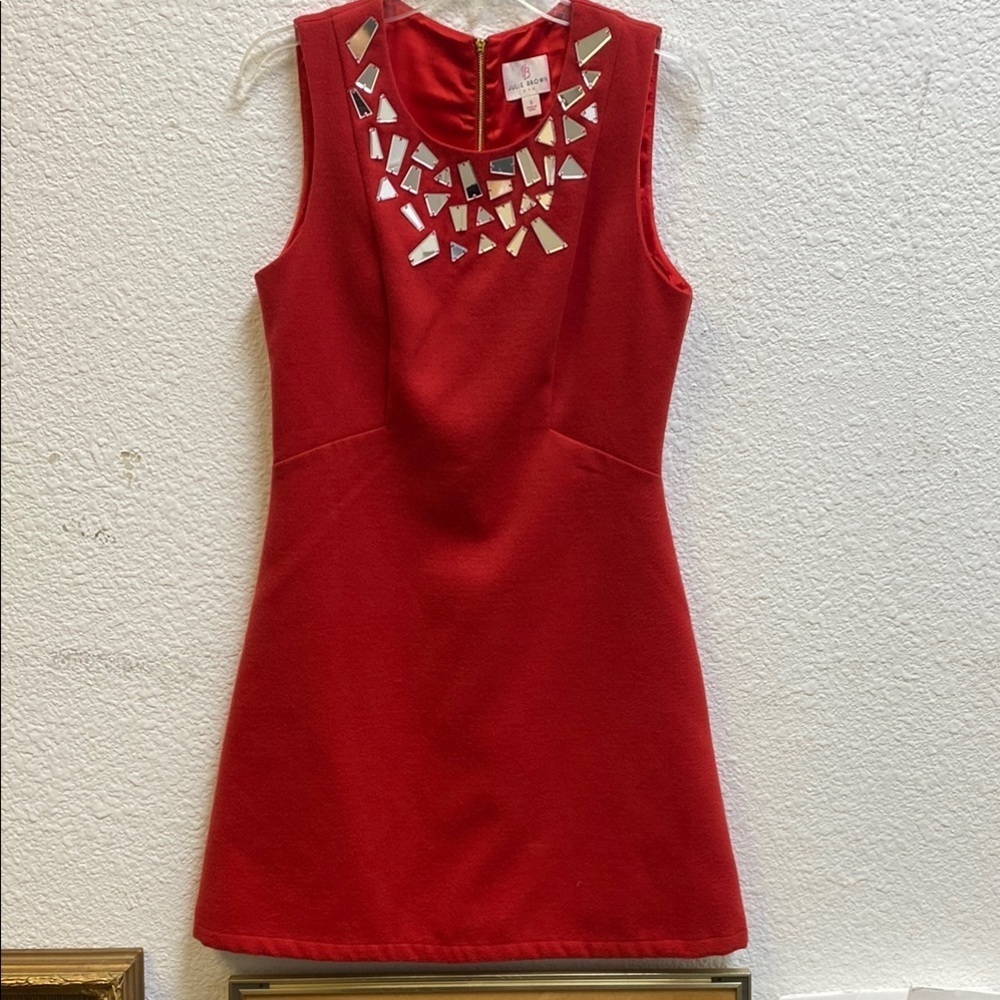 JB by Julie Brown Red Embellished Sheath Mini Dress